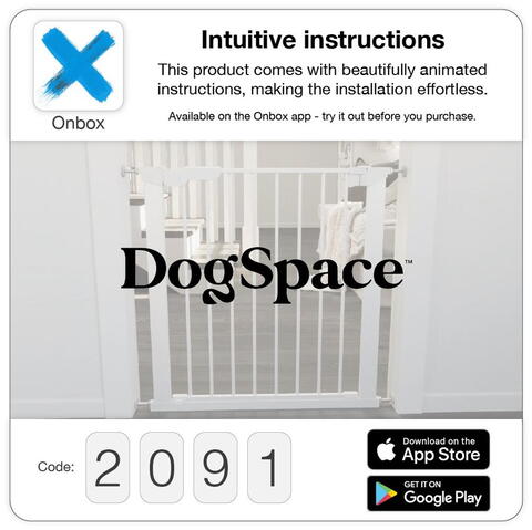 DOGSPACE BONNIE EXTRA TALL PRESSURE FITTED PET GATE, WHITE på hunique.dk