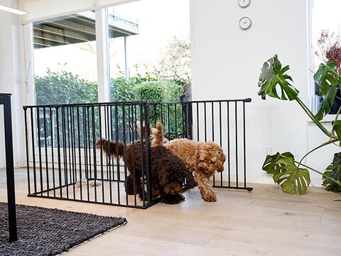 DOGSPACE MAX MULTI EXPANDABLE PET PEN WITH GATE, BLACK på hunique.dk