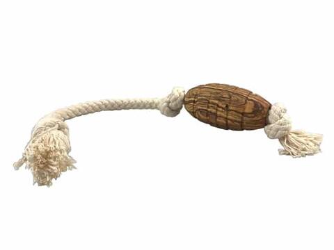 Olivi rugby med bomuldsreb, ca. 36cm på hunique.dk