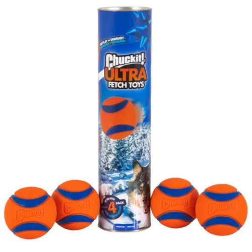 Chuckit Ultra Ball medium 4 stk i rør på hunique.dk
