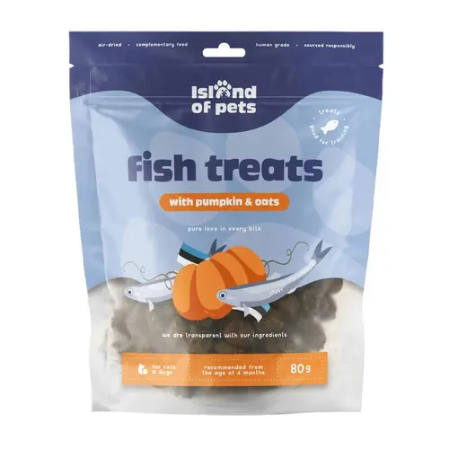 Island of Pets, Fish treats with pumpkin and oats på hunique.dk